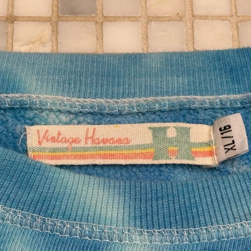Vintage Havana Blue and White Tie-Dye Girls Sweatshirt